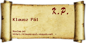 Klausz Pál névjegykártya
