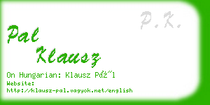 pal klausz business card